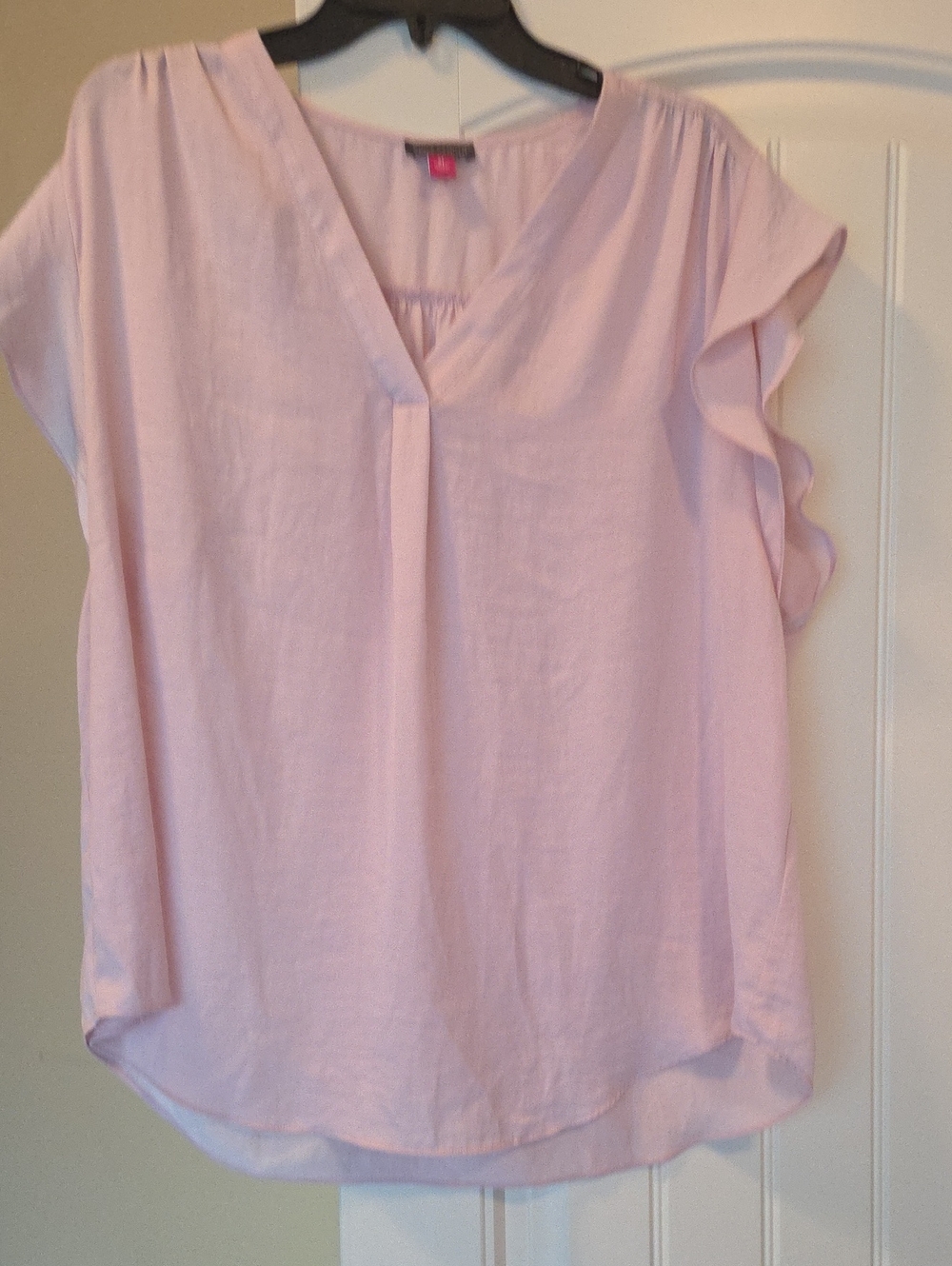 Vince Camuto Pale Pink V-Neck Ruffle Sleeve Blouse